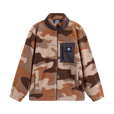 Kappa Player Fleece Jacket Retro Camo Outdoor Sportswear Unisex Khaki K0EZ2FJ30D