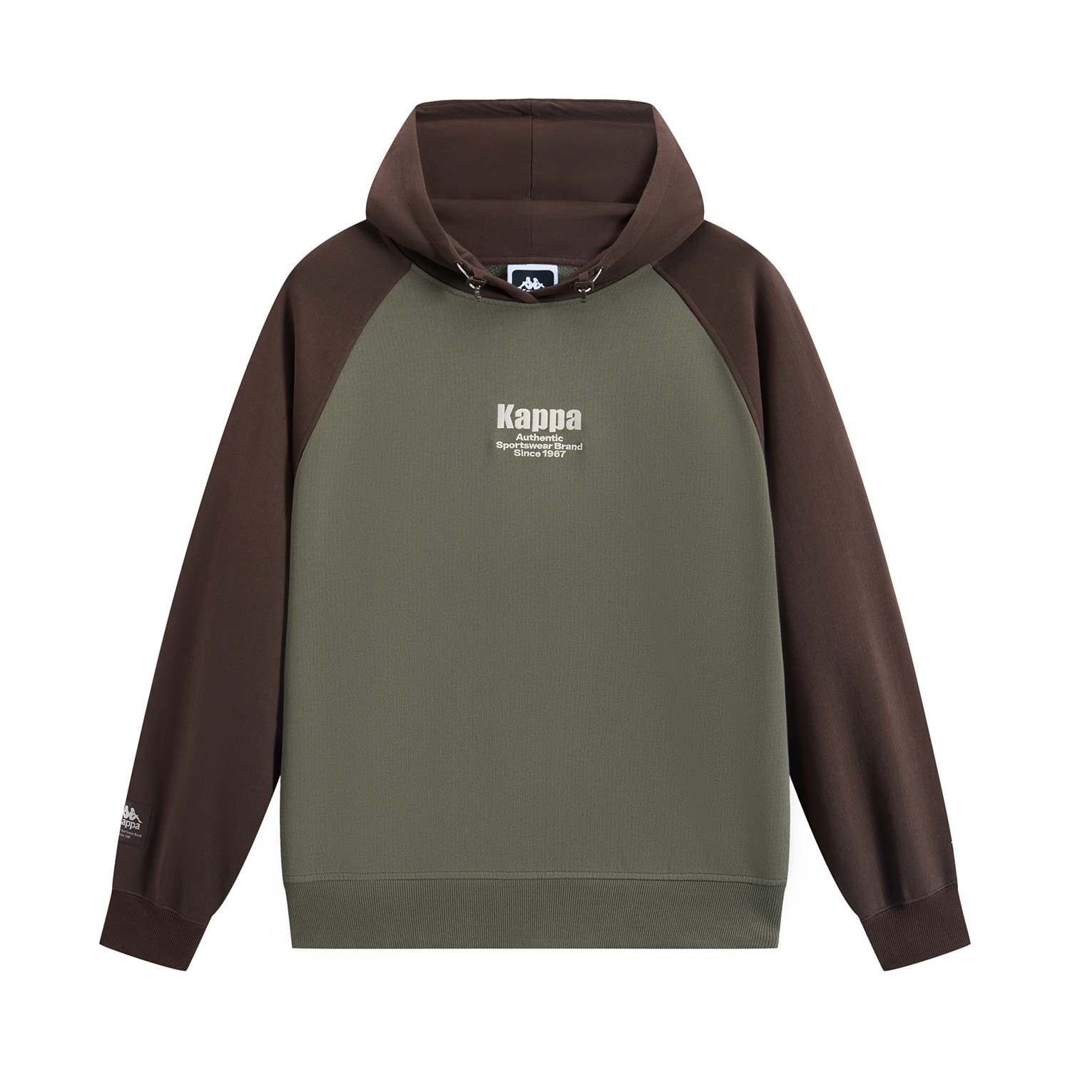 Kappa PLAYER Retro Sports Colorblock Hoodie Green - Casual Cotton Sweater K0E72MT83