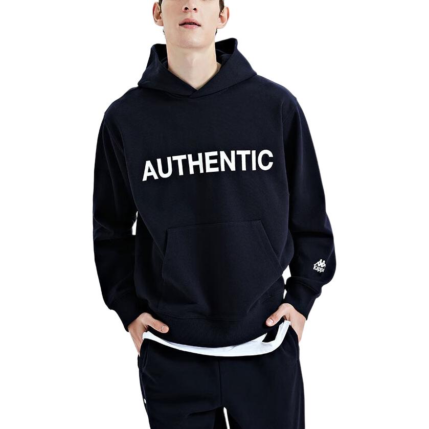 Kappa Pullover Letter Print Crewneck Sweatshirt Dark Night Blue Black K0D12MT05-906