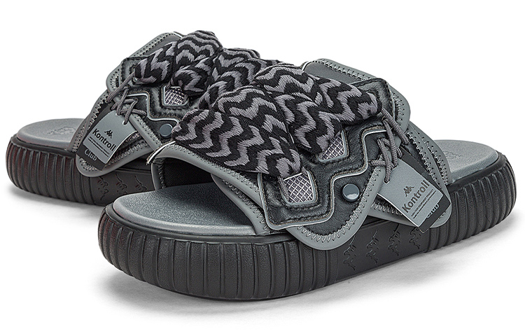 Kappa Slide 'Black Grey Velcro' 圖 4