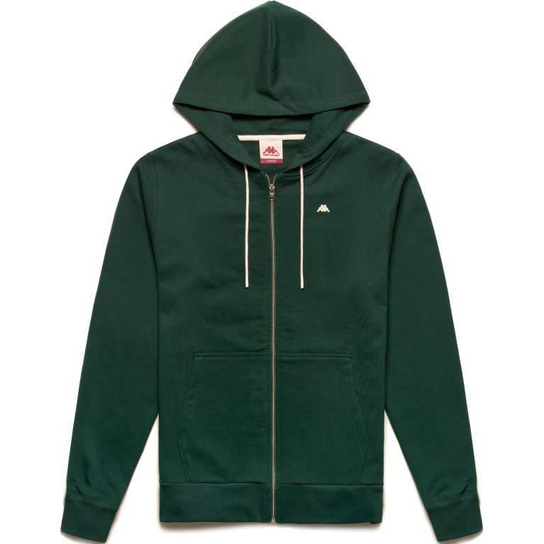 Kappa Solid Color Green Zip-Up Hoodie Jacket 62118TW-616