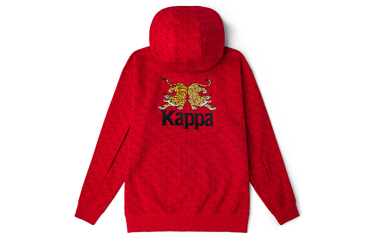 Kappa Tiger Year Red Hoodie Unisex - Embroidered Pattern Casual Sportswear KAB0KT10