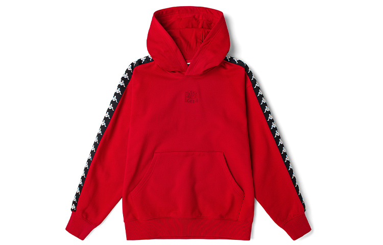 Kappa Unisex Red Cotton Casual Pullover Sweatshirt with Logo Taping KAB0KT09