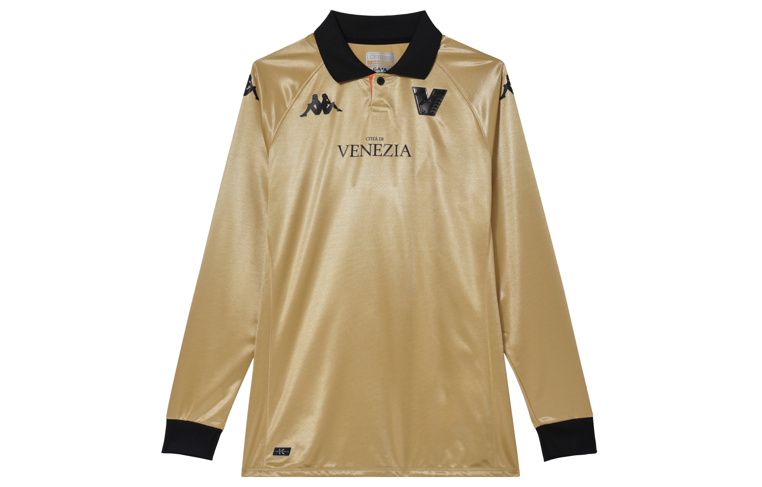 Kappa Venice 2022/23 Logo Print Polo Long-Sleeve Football Shirt Yellow Men 331G2HW