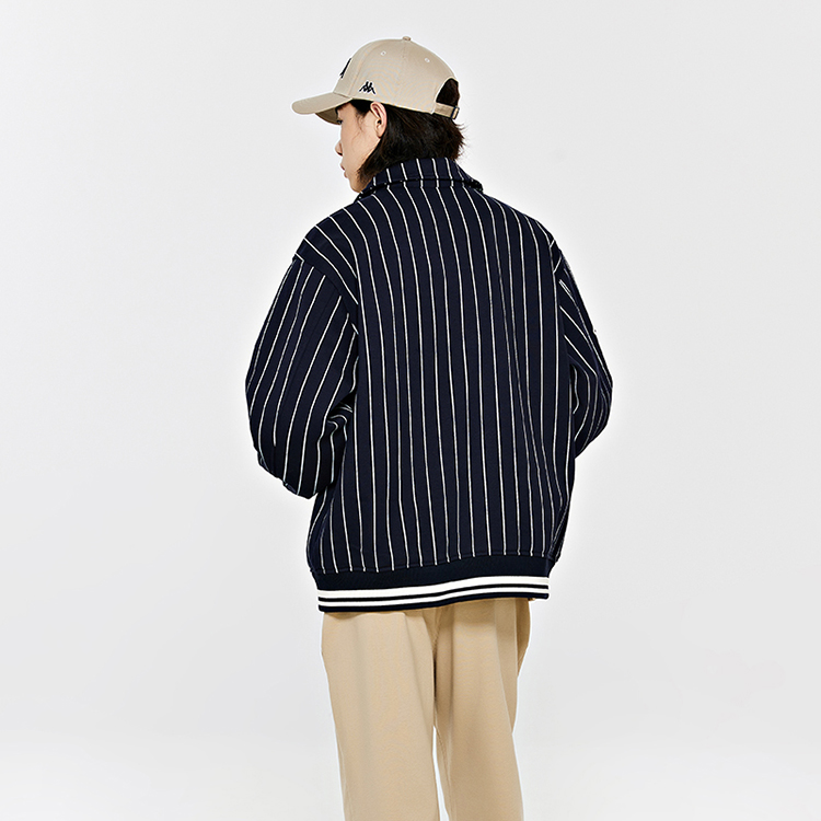 Kappa Vintage Knit Cardigan Stripe Collar Casual Long Sleeve Jacket K0E12WK03 圖 12