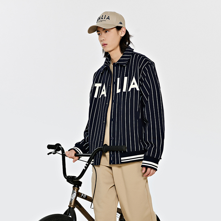 Kappa Vintage Knit Cardigan Stripe Collar Casual Long Sleeve Jacket K0E12WK03 圖 13