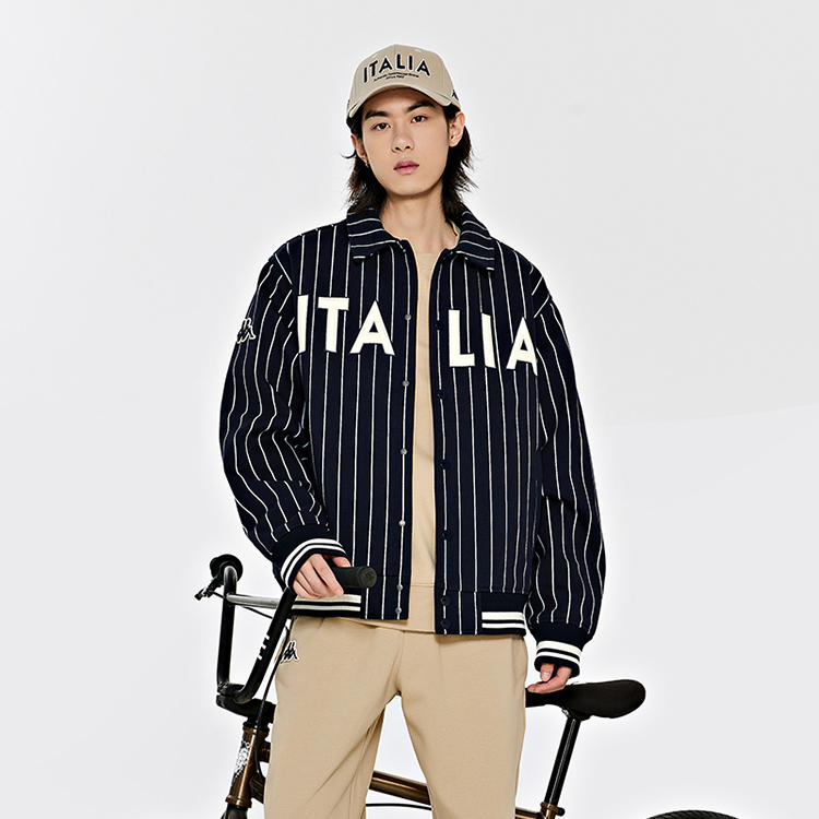 Kappa Vintage Knit Cardigan Stripe Collar Casual Long Sleeve Jacket K0E12WK03 圖 14