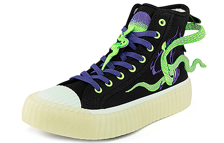 Order Kappa 藝術家聯名 青白蛇串標帆布 高筒 板鞋 男女同款 黑