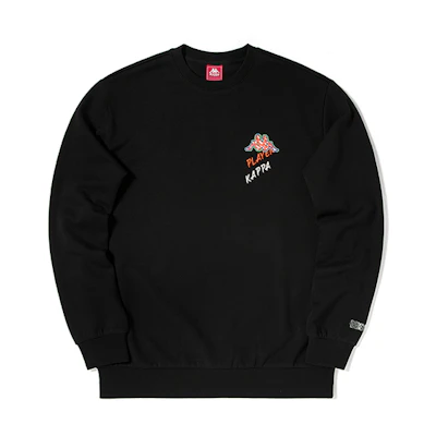 Kappa EDM Collab Logo Print Knit Pullover Sweatshirt Black Mens K0A52WT77D