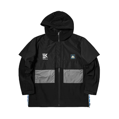 Kappa Shimono Collab Black Hooded Layered Jacket K0B12FJ71X
