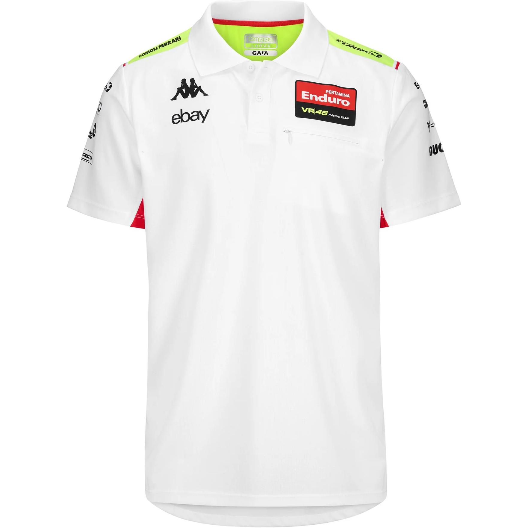 Kappa x VR46 White Collection Logo Graphic Polo Shirt White FW24 ACRAZ MISANO 32226JW