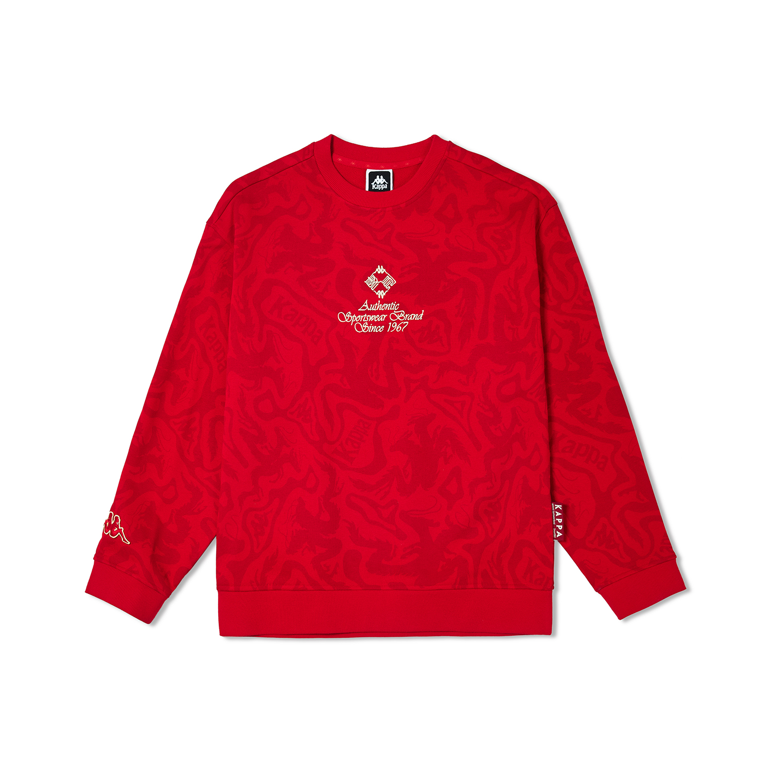 Kappa Year of the Snake Knit Pullover Sweatshirt Unisex - China Red Print K0EW2WT38