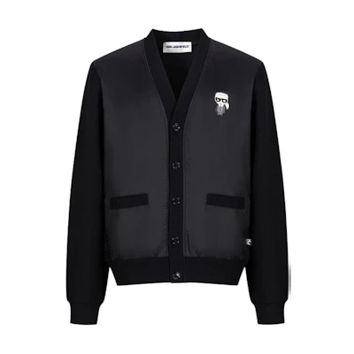 KARL LAGERFELD Black Casual Logo V-Neck Long Sleeve Jacket. 1K1D50101861