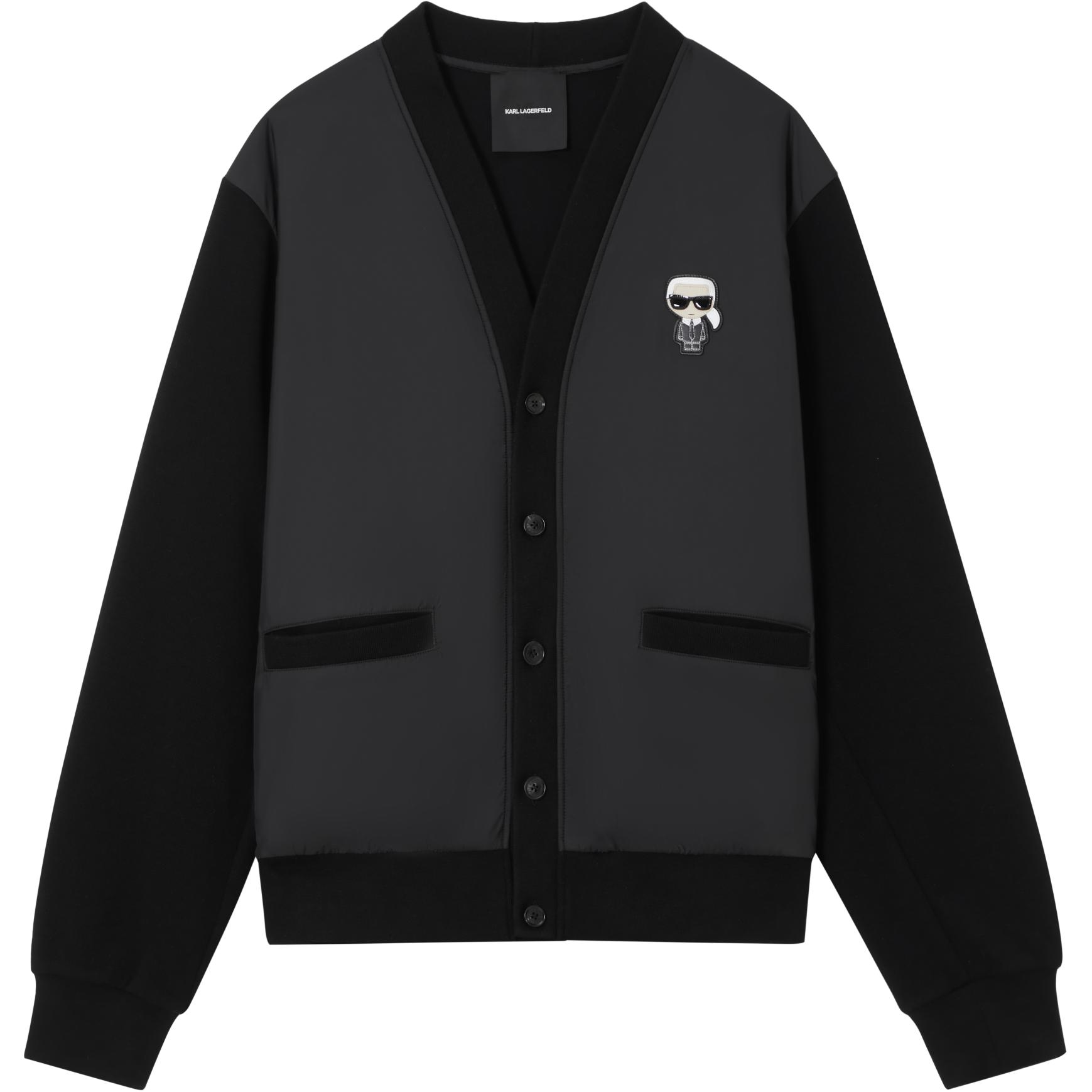 Order KARL LAGERFELD  Black Casual Logo V-Neck Long Sleeve Jacket. 1K1D50101861