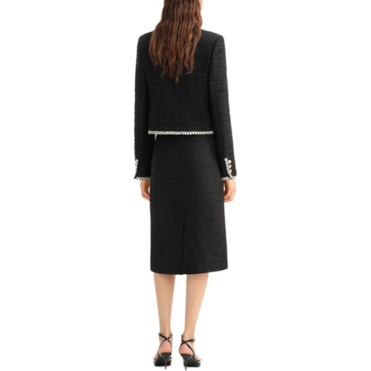 Shop KARL LAGERFELD  Black Colorblock Long-Sleeve Loose Jacket Coat. 236L1426