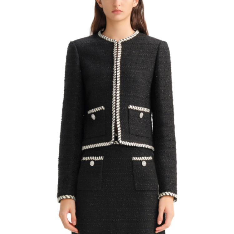 Purchase KARL LAGERFELD  Black Colorblock Long-Sleeve Loose Jacket Coat. 236L1426