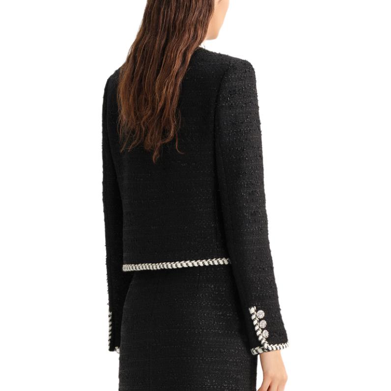 Details for KARL LAGERFELD  Black Colorblock Long-Sleeve Loose Jacket Coat. 236L1426
