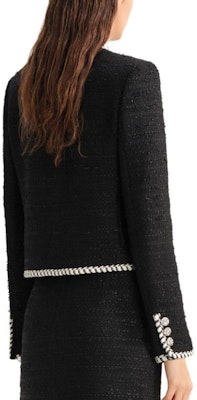 KARL LAGERFELD Black Colorblock Long-Sleeve Loose Jacket Coat. 236L1426 Details for KARL LAGERFELD Black Colorblock Long-Sleeve Loose Jacket Coat. 236L1426