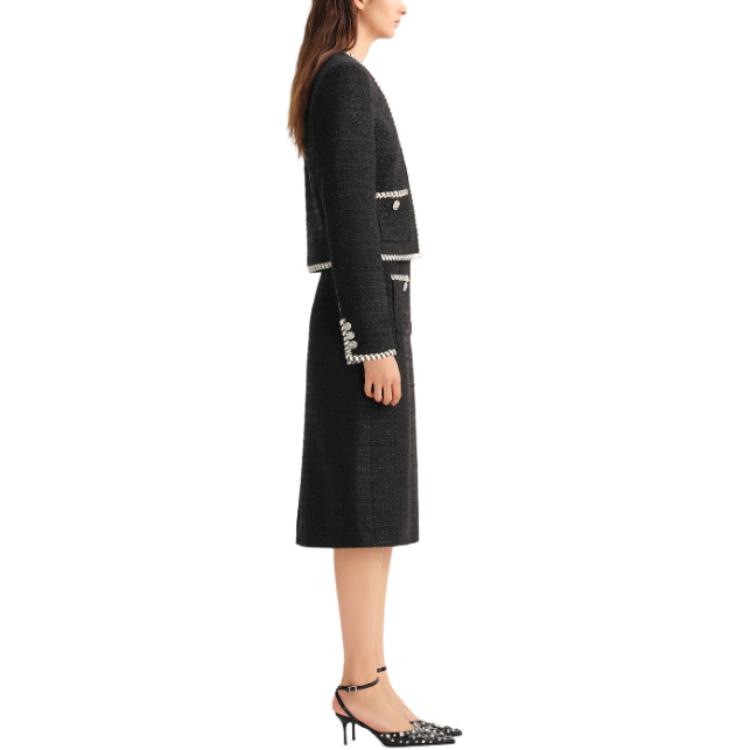 Sizing KARL LAGERFELD  Black Colorblock Long-Sleeve Loose Jacket Coat. 236L1426