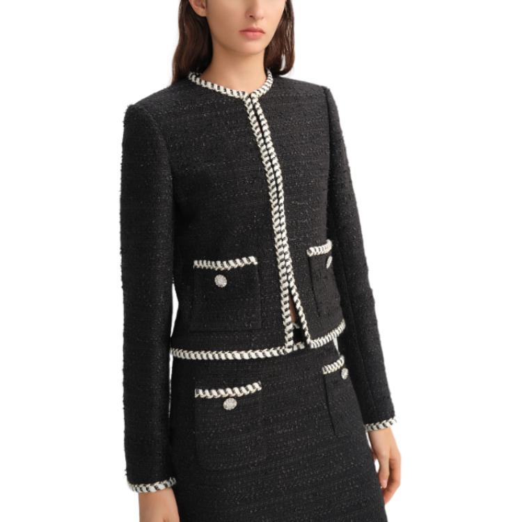 Cheap KARL LAGERFELD  Black Colorblock Long-Sleeve Loose Jacket Coat. 236L1426