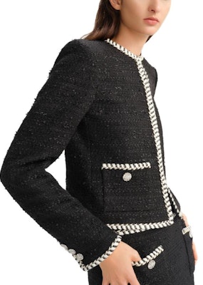 KARL LAGERFELD Black Colorblock Long-Sleeve Loose Jacket Coat. 236L1426 1