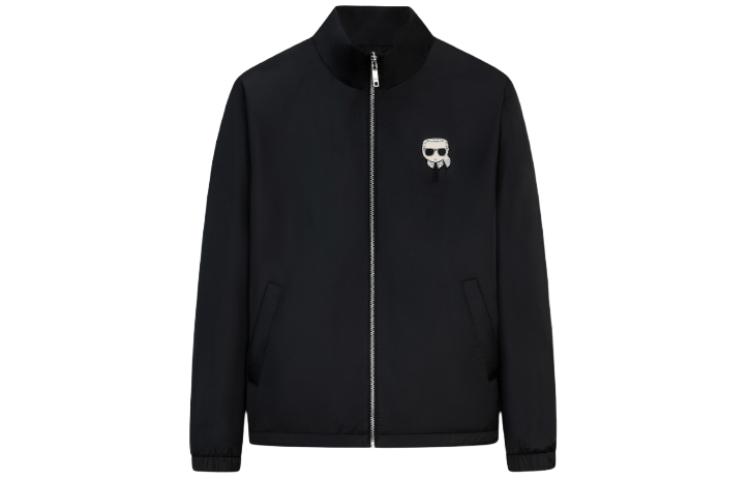 Order KARL LAGERFELD  Black Cotton Jacket with Logo and Rhinestone Details. 1K1B70109544
