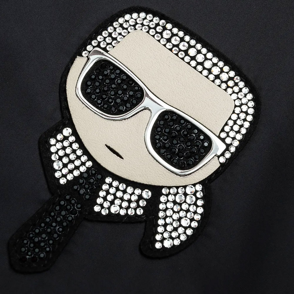 Purchase KARL LAGERFELD  Black Cotton Jacket with Logo and Rhinestone Details. 1K1B70109544
