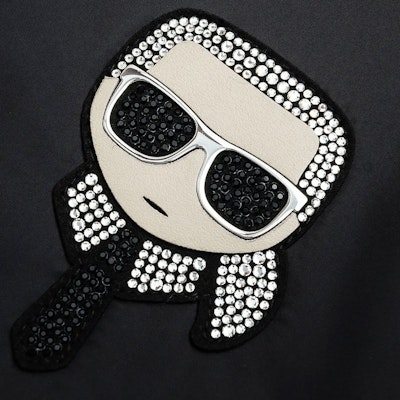 KARL LAGERFELD Black Cotton Jacket with Logo and Rhinestone Details. 1K1B70109544 Purchase KARL LAGERFELD Black Cotton Jacket with Logo and Rhinestone Details. 1K1B70109544