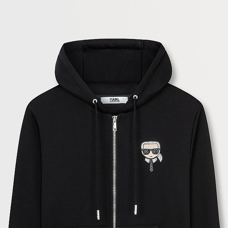 Sizing KARL LAGERFELD 黑色連帽衫 帶有標誌圖案珠飾設計 1K1B50607025