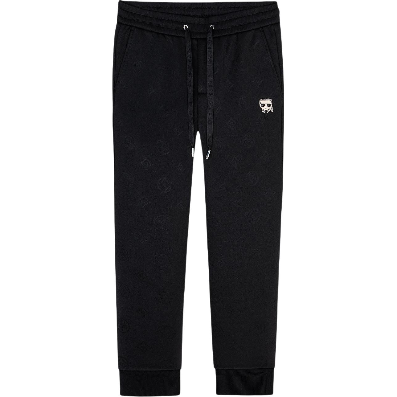 Order KARL LAGERFELD  Black Logo Beaded Jogger Pants Relaxed Fit. 1K1B50402538
