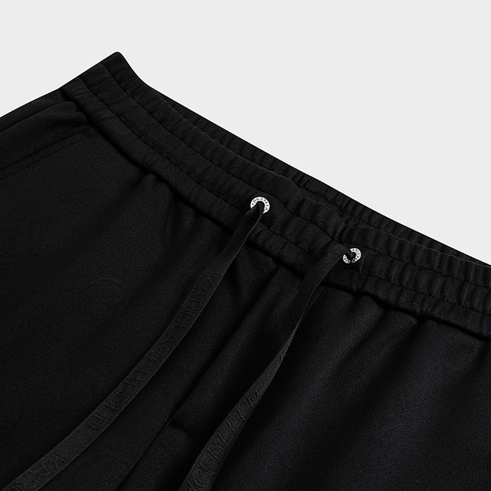 Shop KARL LAGERFELD  Black Logo Beaded Jogger Pants Relaxed Fit. 1K1B50402538