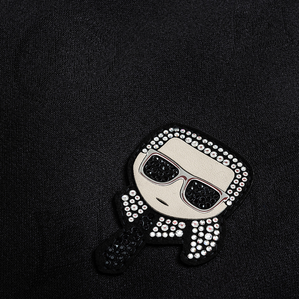 Details for KARL LAGERFELD  Black Logo Beaded Jogger Pants Relaxed Fit. 1K1B50402538