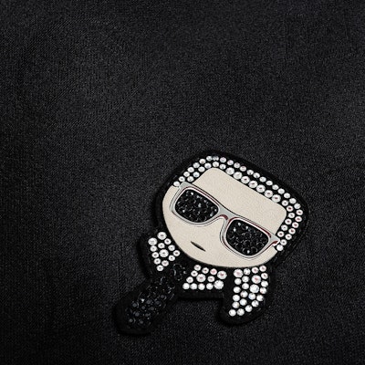 KARL LAGERFELD Black Logo Beaded Jogger Pants Relaxed Fit. 1K1B50402538 Details for KARL LAGERFELD Black Logo Beaded Jogger Pants Relaxed Fit. 1K1B50402538