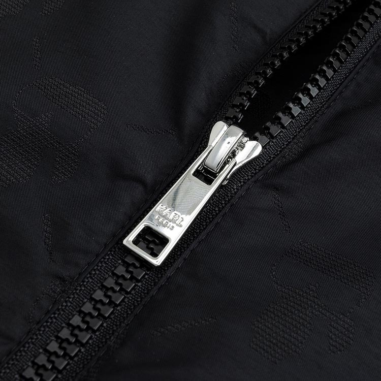 Details for 卡爾拉格斐 黑色標誌拉鍊連帽外套附條紋邊飾 241N1414