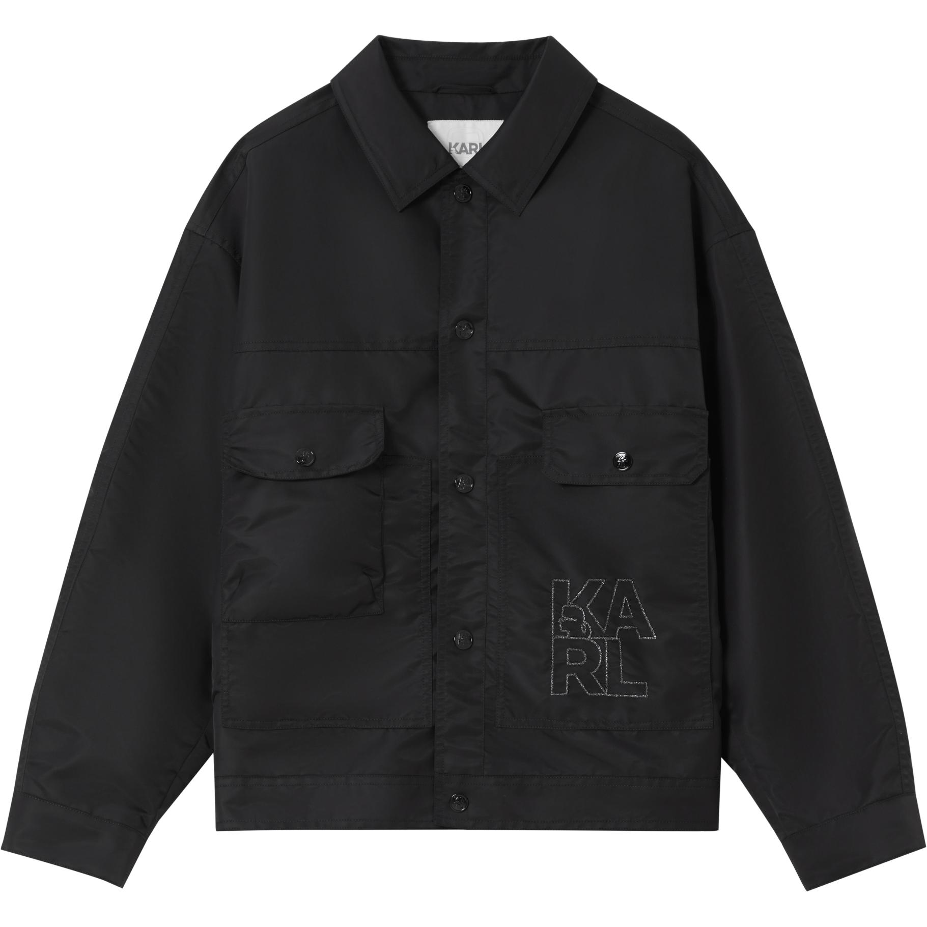 Karl Lagerfeld  Black Logo Print Long-Sleeve Jacket Coat 1K1D50101856