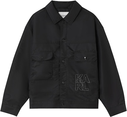 Karl Lagerfeld Black Logo Print Long-Sleeve Jacket Coat 1K1D50101856 Buy Karl Lagerfeld Black Logo Print Long-Sleeve Jacket Coat 1K1D50101856