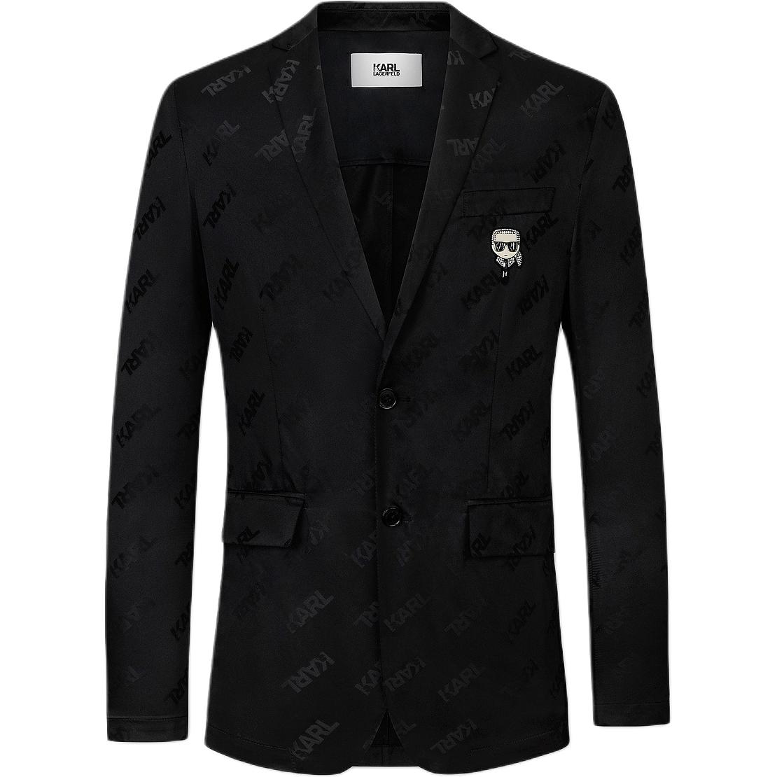 KARL LAGERFELD  Black Logo Printed Business Long Sleeve Blazer Jacket. 1K1D10104053