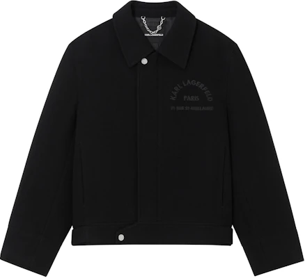 KARL LAGERFELD Black Outdoor Single-Breasted Letter Print Jacket. 1K1D50101817 Buy KARL LAGERFELD Black Outdoor Single-Breasted Letter Print Jacket. 1K1D50101817