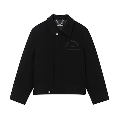 KARL LAGERFELD Black Outdoor Single-Breasted Letter Print Jacket. 1K1D50101817