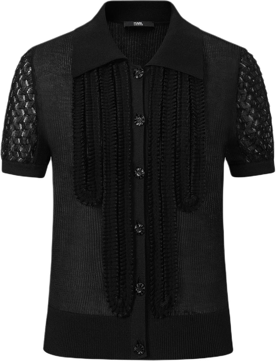 karl-lagerfeld-black-short-sleeve-knit-shirt-casual-luxury-style-241-l2047