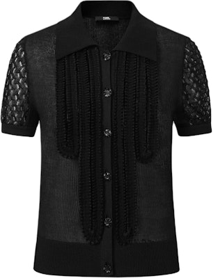 KARL LAGERFELD Black Short Sleeve Knit Shirt Casual Luxury Style 241L2047 Order KARL LAGERFELD Black Short Sleeve Knit Shirt Casual Luxury Style 241L2047