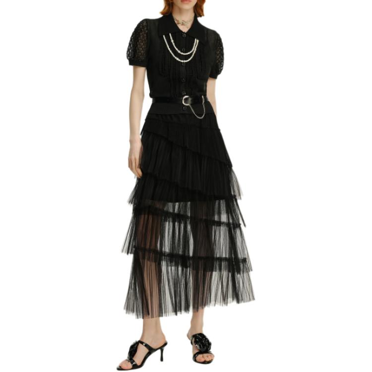 Lookbook KARL LAGERFELD  Black Short Sleeve Knit Shirt Casual Luxury Style 241L2047