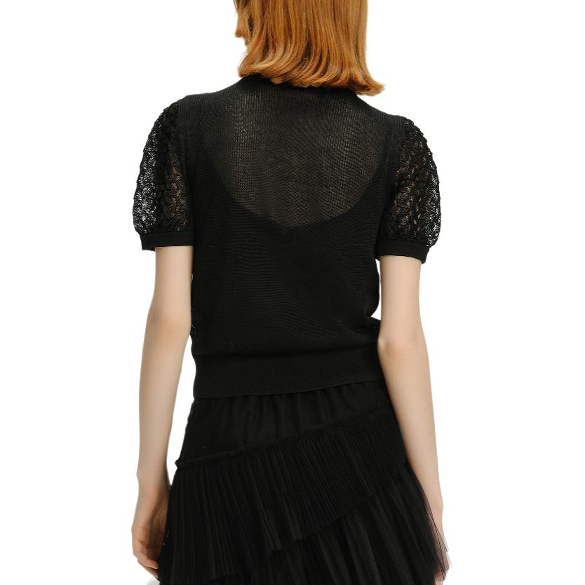 Purchase KARL LAGERFELD  Black Short Sleeve Knit Shirt Casual Luxury Style 241L2047