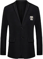 KARL LAGERFELD Black Single-Breasted Blazer with Iconic Patch Design 1K1B10104163 KARL LAGERFELD Black Single-Breasted Blazer with Iconic Patch Design 1K1B10104163