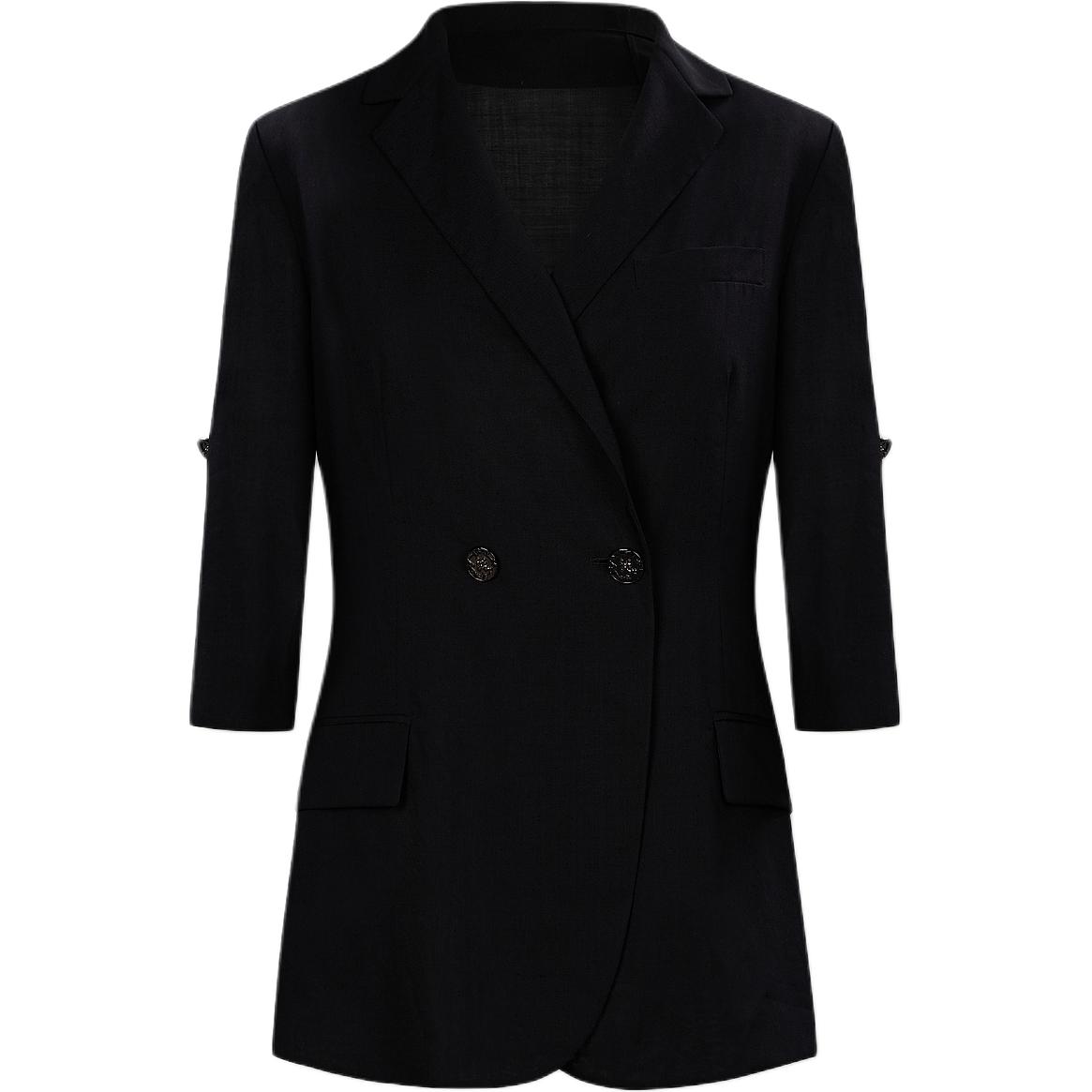 KARL LAGERFELD  Black Single-Button Slim Fit Blazer 7/10 Sleeve Elegant Style 241L1438