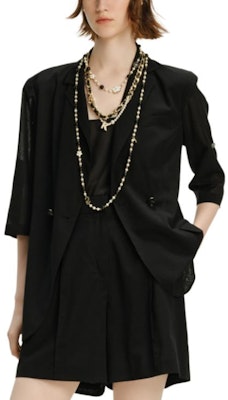 カール・ラガーフェルド ブラック シングルボタン スリムフィット 7分袖 エレガントジャケット 241L1438 Shop カール・ラガーフェルド ブラック シングルボタン スリムフィット 7分袖 エレガントジャケット 241L1438