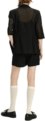 カール・ラガーフェルド ブラック シングルボタン スリムフィット 7分袖 エレガントジャケット 241L1438 Purchase カール・ラガーフェルド ブラック シングルボタン スリムフィット 7分袖 エレガントジャケット 241L1438