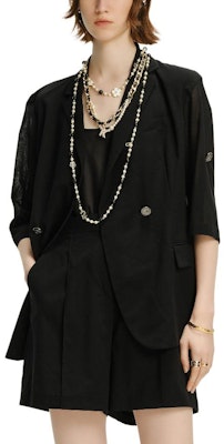 カール・ラガーフェルド ブラック シングルボタン スリムフィット 7分袖 エレガントジャケット 241L1438 Details for カール・ラガーフェルド ブラック シングルボタン スリムフィット 7分袖 エレガントジャケット 241L1438