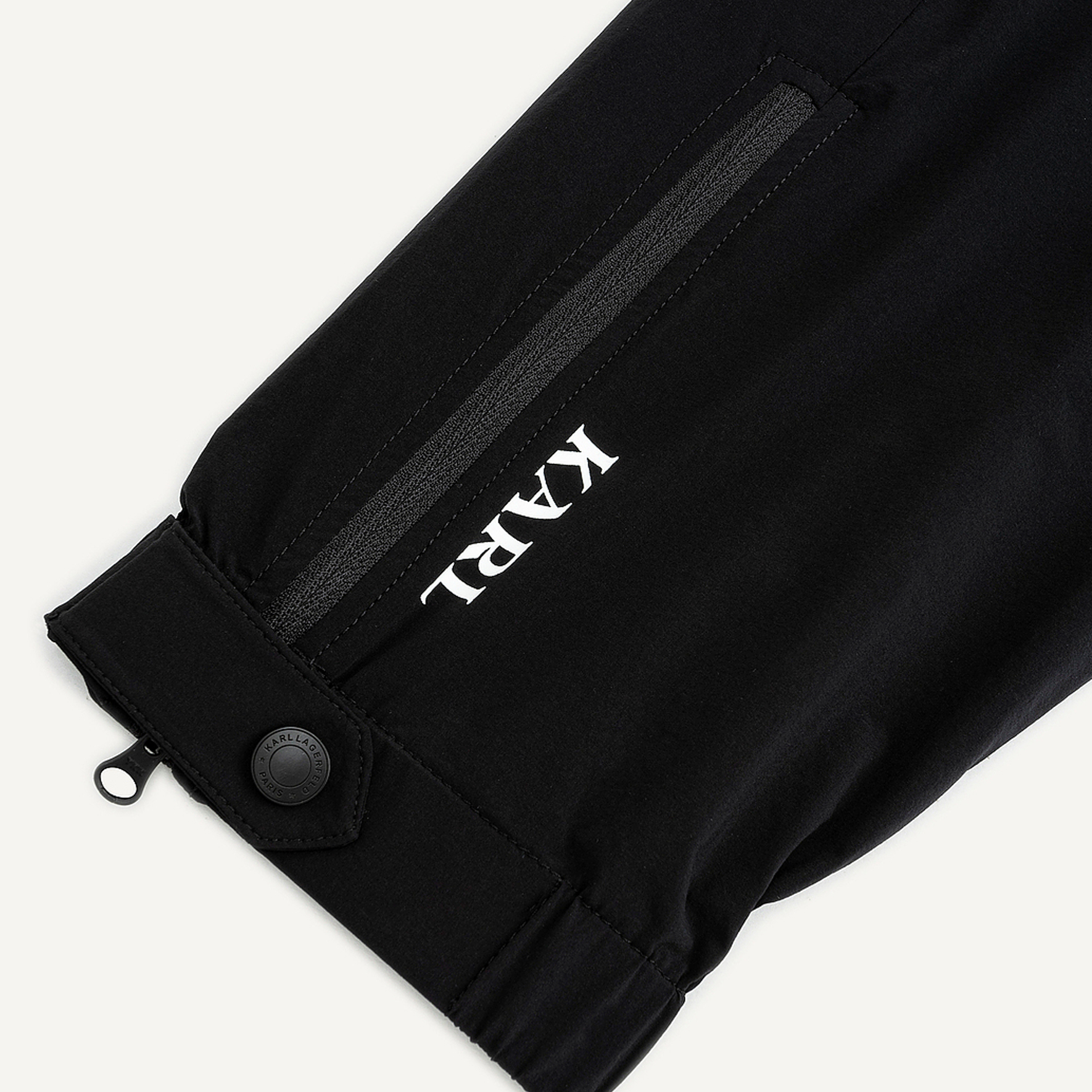 Sizing KARL LAGERFELD  Black Slim Jogger Pants with Logo Print for Outdoors & Parties 241N1014