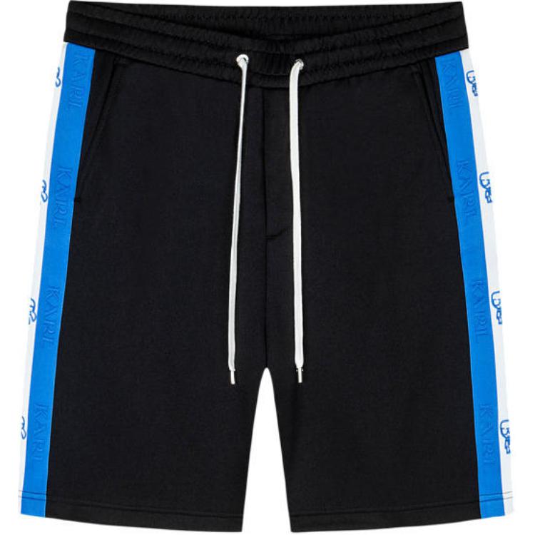 KARL LAGERFELD  Black Urban Social Straight-Leg Casual Shorts with Side Stripes 241N1026